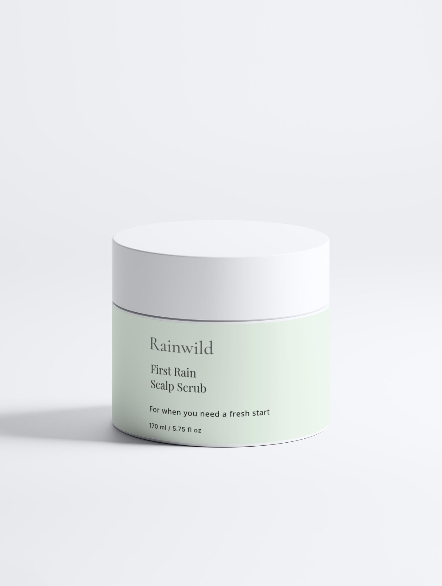 Jar of Rainwild First Rain Scalp Scrub on a light gray background